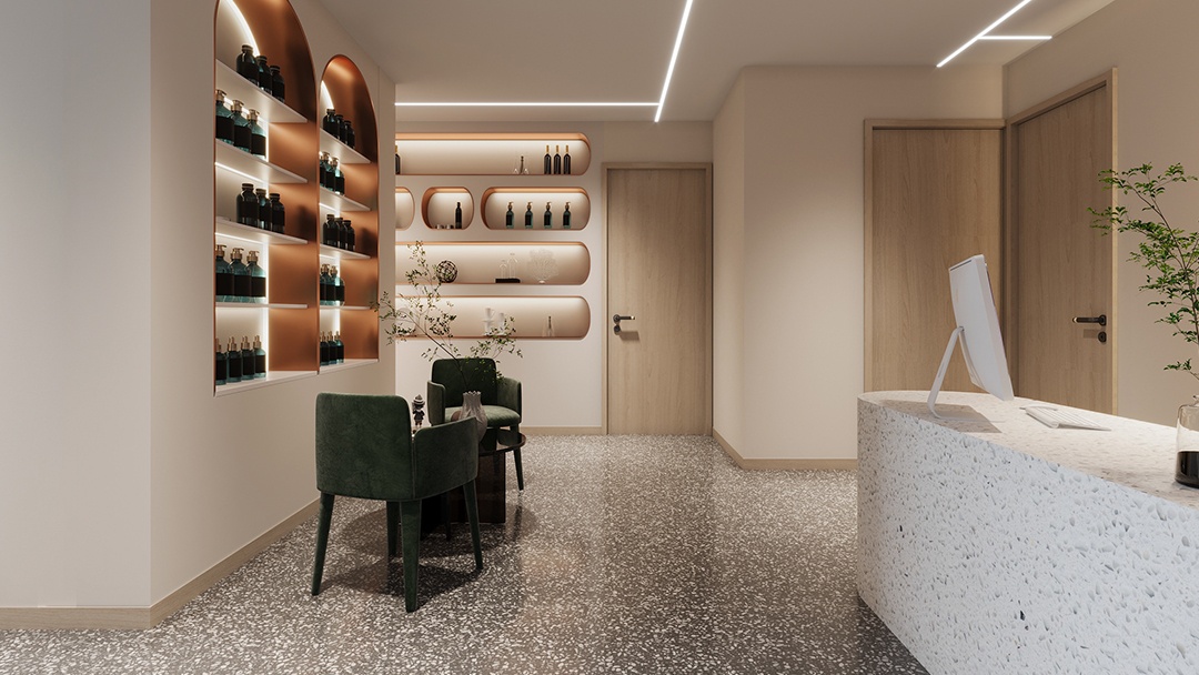 杭州現(xiàn)代簡約美容院裝修設計